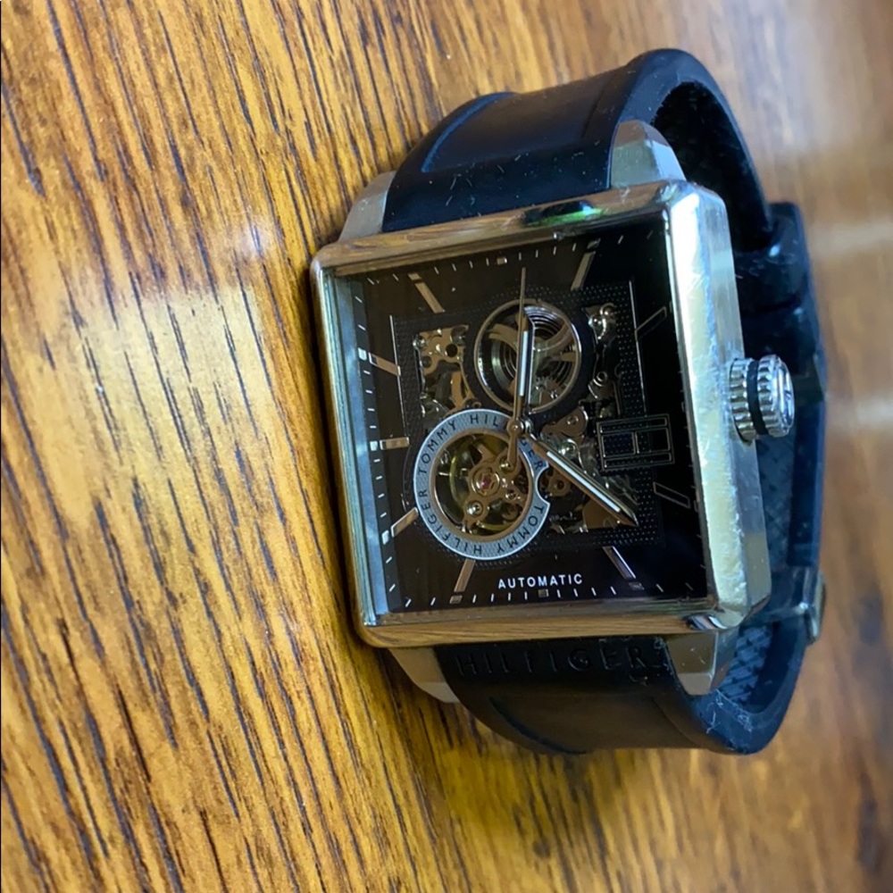Tommy Hilfiger Black and Silver Men's Watch